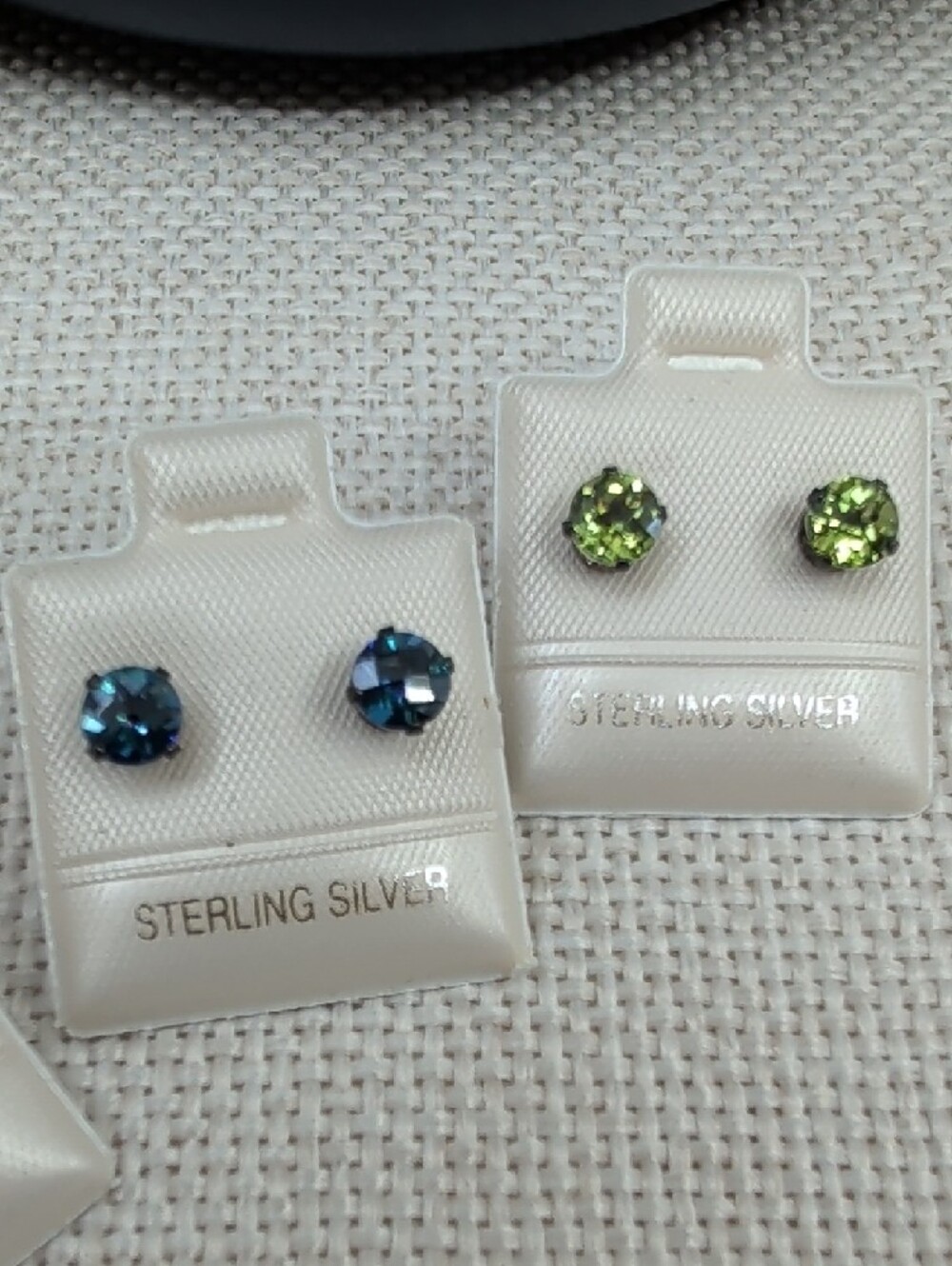 Vintage 925 Sterling Silver Multicolor Crystal Stud Earrings Set of 4 - Picture 5 of 16